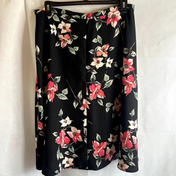 Van Heusen Black Floral Midi Skirt Plus Size 16 - Picture 2 of 8